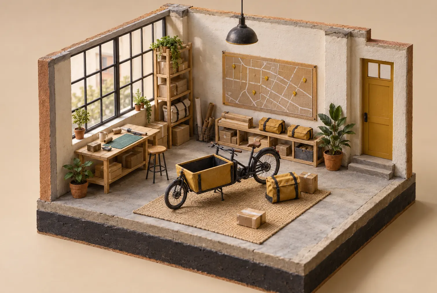 Illustration of courier businesses and their working space